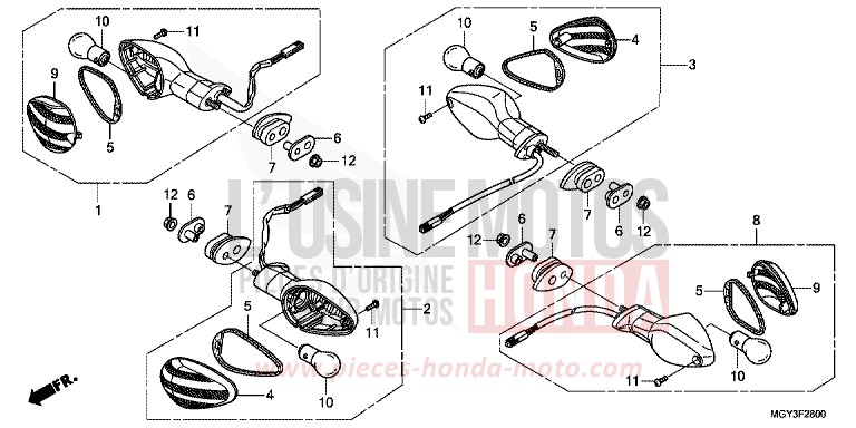 CLIGNOTANT de VFR800X "Crossrunner" PEARL FADELESS WHITE (NH341) 2013